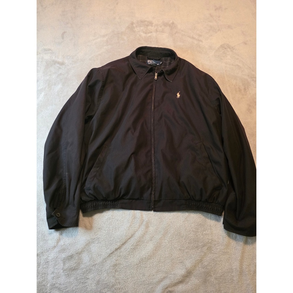 Vintage Polo Ralph Lauren Harrington Jacket Mens Large Black Full Zip Coat